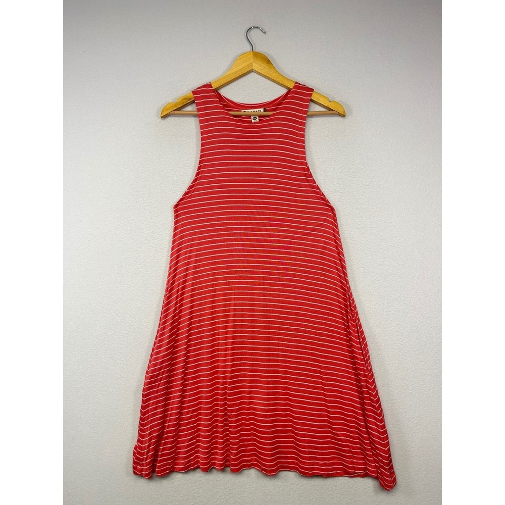 Nautical Lagaci Women M Red White Striped Sleeveless Swing Trapeze Mini Dress